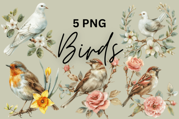 Download Watercolor Bird Floral Design Nature Art - Premium Resources