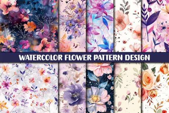 Download Watercolor Flower Pattern Design - Design Collection