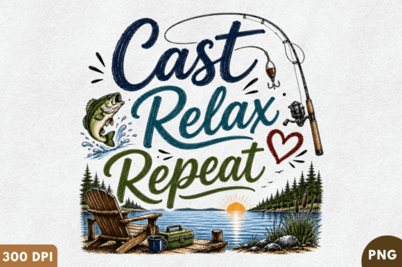 Download Cast Relax Repeat PNG T-Shirt Design - Design Collection