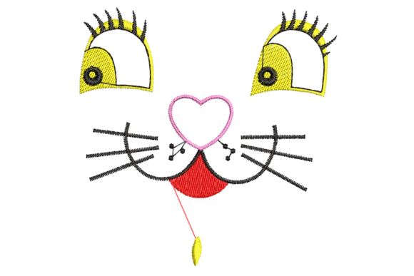 Download Cute Cartoon Cat Face Embroidery Design - Design Collection