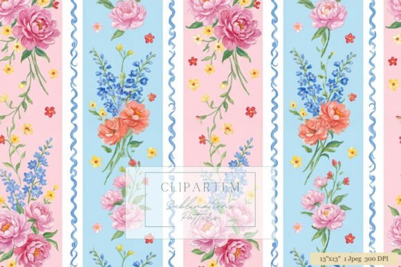 Download Pink Peony Stripe Floral Pattern Design - Design Collection